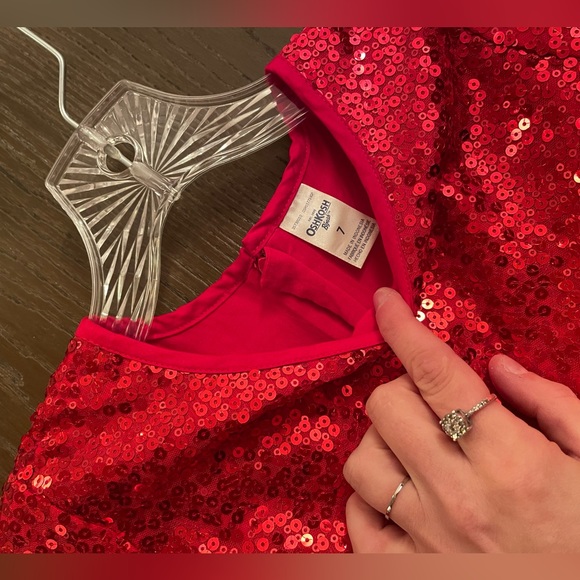 COPY - Oshkosh B’gosh Red Sequin Tulle Dress Girls Sz-7 - Picture 4 of 10